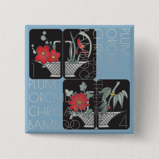 Chapa Cuadrada Mah Jongg Basket Brooch (Anverso)