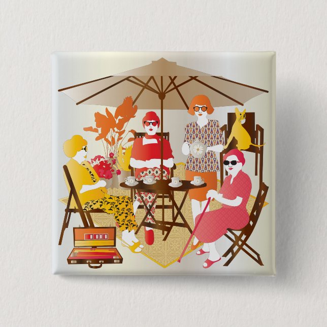 Chapa Cuadrada Mah Jongg Tea Fiesta (Anverso)