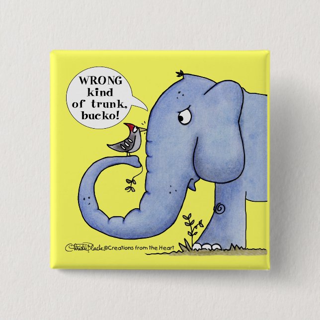 Chapa Cuadrada Malentendidos con respecto al elefante y el pájaro (Anverso)