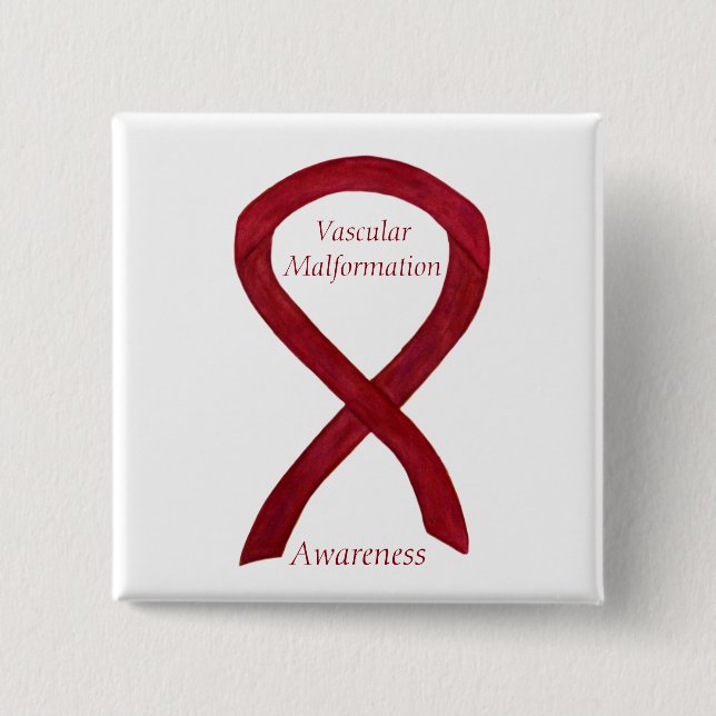 Chapa Cuadrada Malformación vascular Awareness Ribbon Personaliza (Anverso)