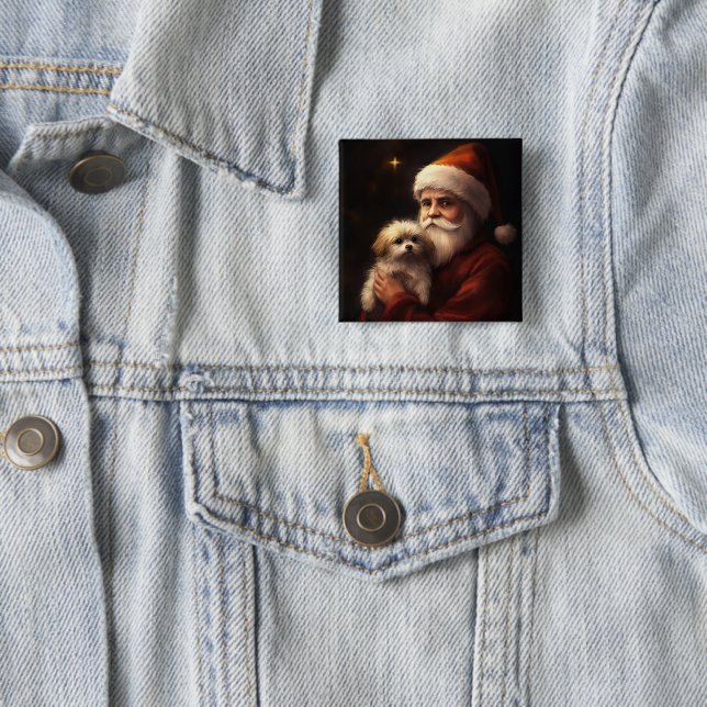 Chapa Cuadrada Maltés con Navidades festivos de Santa Claus (In situ)