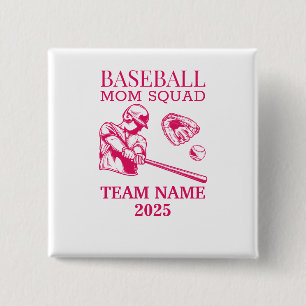 Chapa Cuadrada Mamá de béisbol personalizada