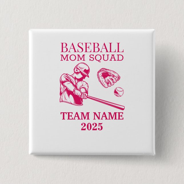 Chapa Cuadrada Mamá de béisbol personalizada  (Anverso)