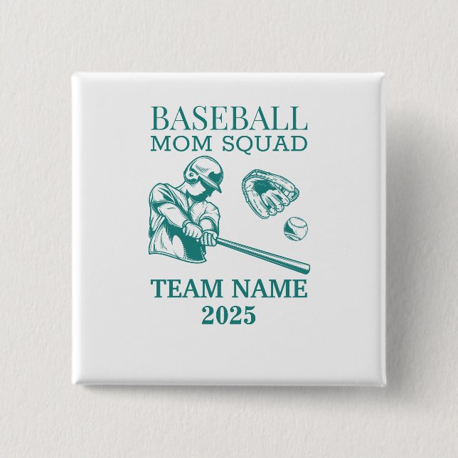 Chapa Cuadrada Mamá de béisbol personalizada  (Anverso)