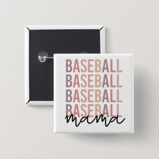 Chapa Cuadrada Mama De Béisbol | Regalos de madres de béisbol (Anverso y reverso)