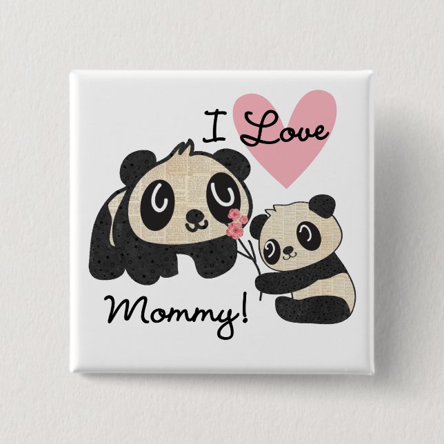 Chapa Cuadrada Mamá del amor de las pandas I (Anverso)