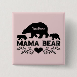 Chapa Cuadrada Mamá del oso Personalizable se cuece la silueta