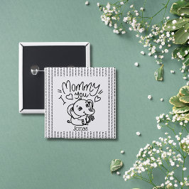 Chapa Cuadrada Mamá elefante y personalizado del Día de la Madre