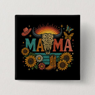 Chapa Cuadrada Mama Flower Embroidery diseña Cowgirl Boho Mom