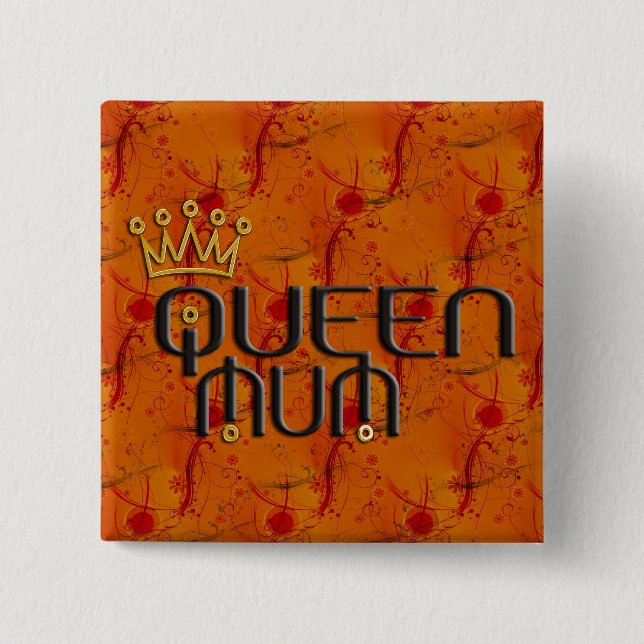 Chapa Cuadrada Mamá Reina En Rojo (Anverso)