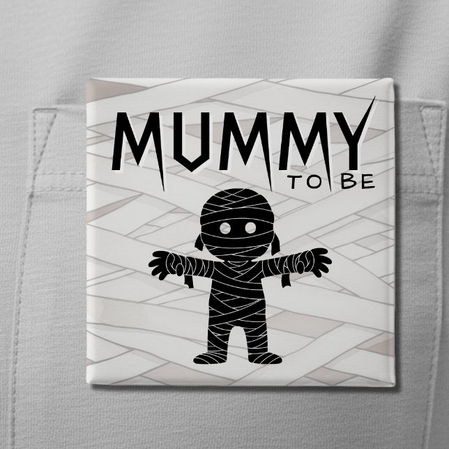 Chapa Cuadrada Mamá será madre de Baby Shower de Halloween (Mummy to Be Halloween Baby Shower Button for Pregnant Mothers)