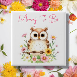 Chapa Cuadrada Mami To Be | Baby Shower con temas de Woodland