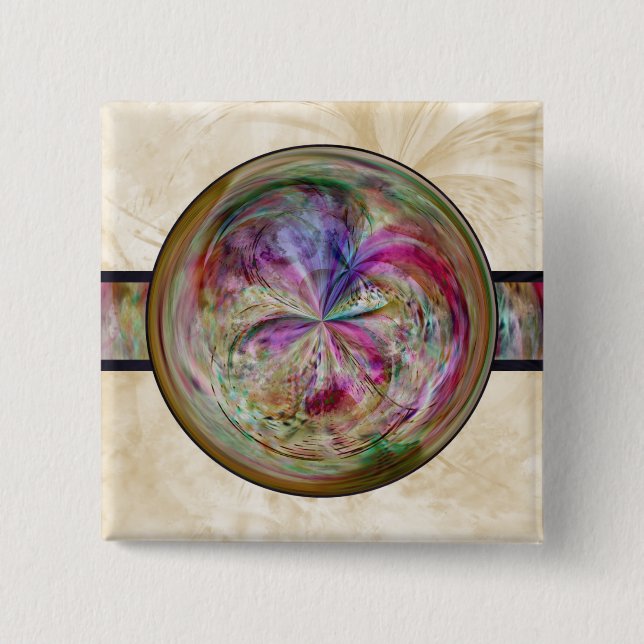 Chapa Cuadrada Mandala abstracta de la burbuja con la cinta (Anverso)