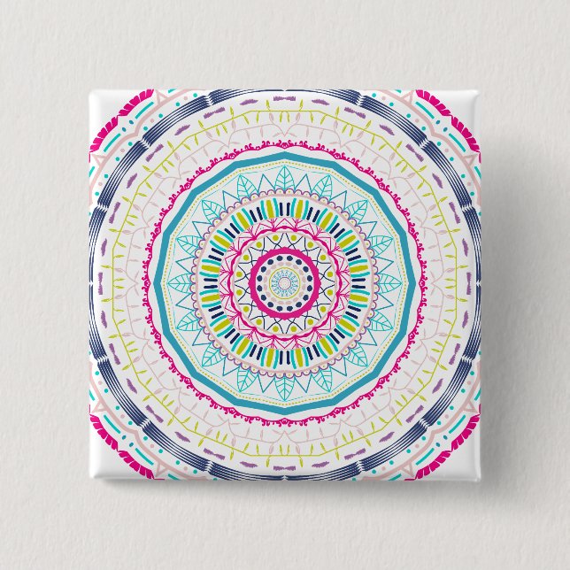 Chapa Cuadrada mandala colorida (Anverso)