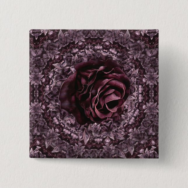 Chapa Cuadrada Mandala de rosa  (Anverso)