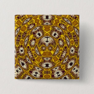Chapa Cuadrada Mandalá Floral Dorado Patrón Boho