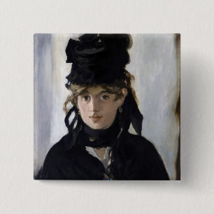 Chapa Cuadrada Manet - Berthe Morisot con un ramo de violetas
