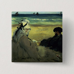 Chapa Cuadrada Manet el en la playa, 1873