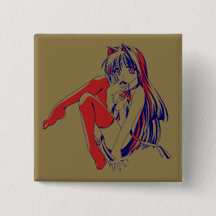 Chapa Cuadrada Manga Americano Neko Gatita Kawaii Anime