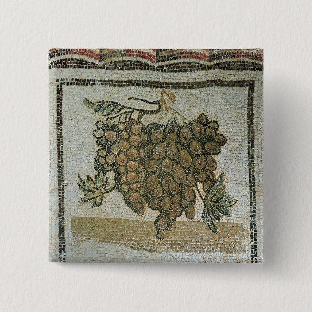Chapa Cuadrada Manojo de uvas blancas, mosaico romano (Anverso)