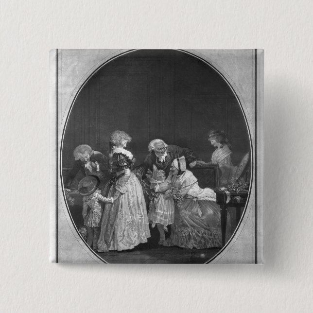 Chapa Cuadrada Manojos de flores o de abuela de la celebración (Anverso)