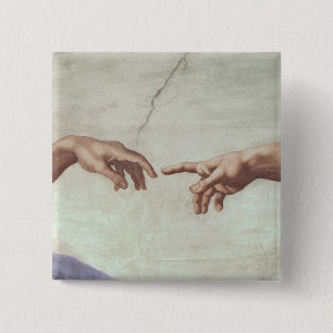 Chapa Cuadrada Manos de dios y de Adán
