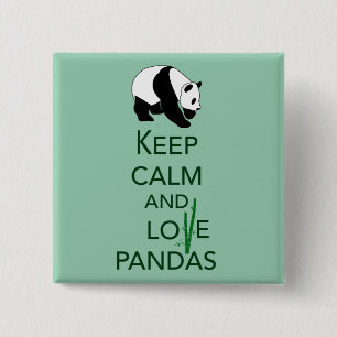 Chapa Cuadrada Mantén la Calma y Ama a los Pandas Regalo Arte Imp