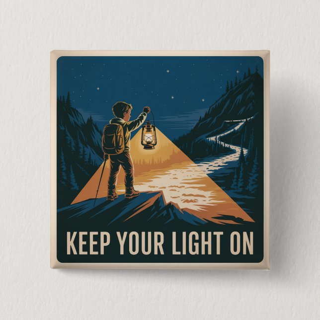 Chapa Cuadrada Mantén Tu Luz Encendida (Anverso)