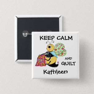 Chapa Cuadrada Mantener Tranquilo Quilt Whimsy Honey Bee Name Bad