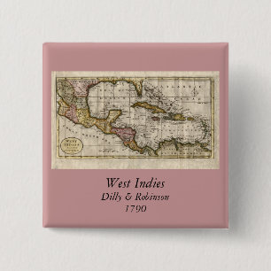 Chapa Cuadrada Mapa 1790 de las Antillas del fenómeno y de Robins