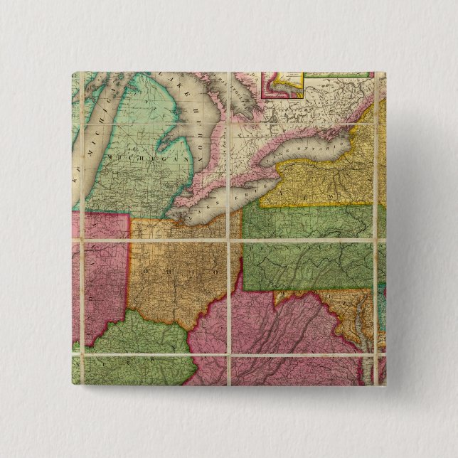 Chapa Cuadrada Mapa 4 de los Estados Unidos (Anverso)