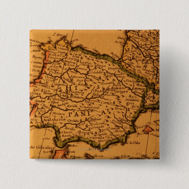 Chapa Cuadrada Mapa antiguo de España (Anverso)