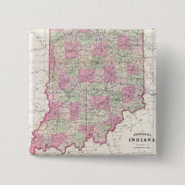 Chapa Cuadrada Mapa Antiguo de Indiana (1864) (Anverso)