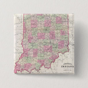 Chapa Cuadrada Mapa Antiguo de Indiana (1864)