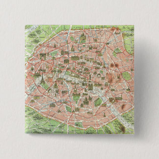 Chapa Cuadrada Mapa Antiguo de París (1920)
