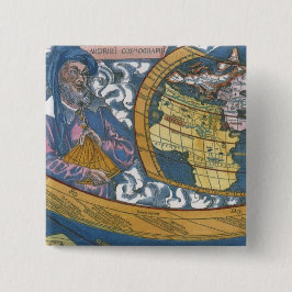 Chapa Cuadrada Mapa Antiguo del Mundo con Claudio Ptolomeo, 1507