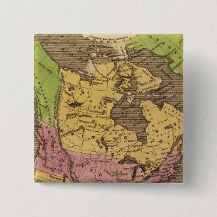 Chapa Cuadrada Mapa Atlas coloreado a mano de Norteamérica