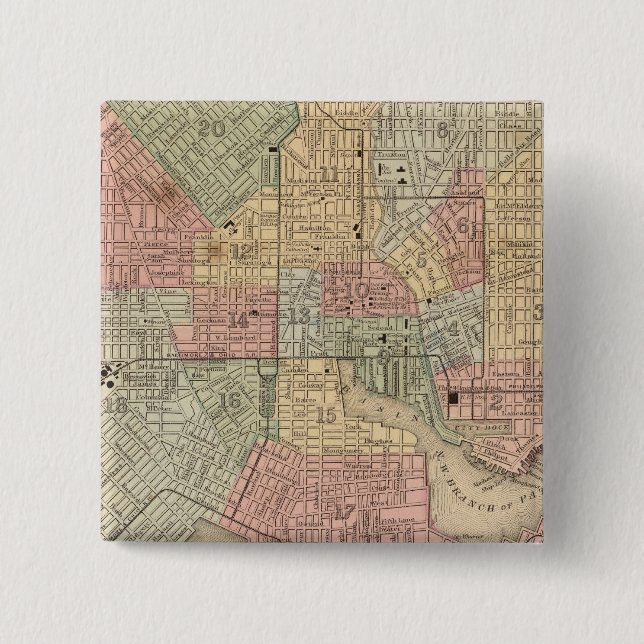 Chapa Cuadrada Mapa Baltimore de Mitchell (Anverso)