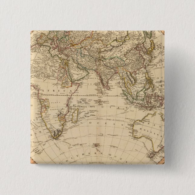 Chapa Cuadrada Mapa circular del hemisferio oriental (Anverso)