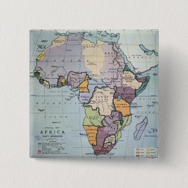 Chapa Cuadrada Mapa de África que muestra los límites del (Anverso)