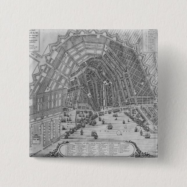 Chapa Cuadrada Mapa de Amsterdam, 1662 (Anverso)