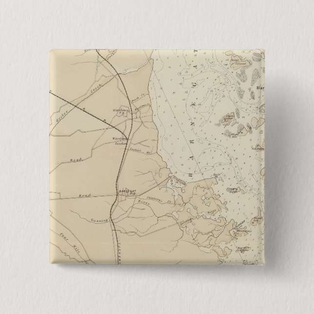 Chapa Cuadrada Mapa de Barnegat Bay a Tuckerton (Anverso)