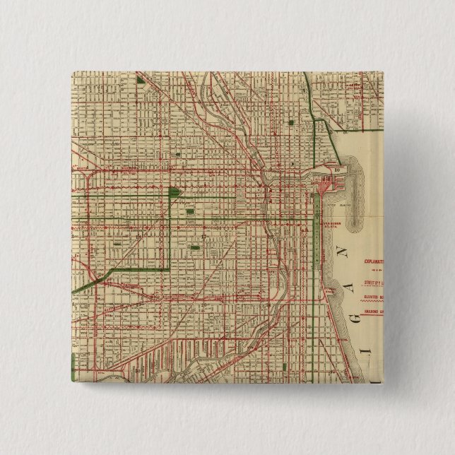 Chapa Cuadrada Mapa de Blanchard en Chicago (Anverso)