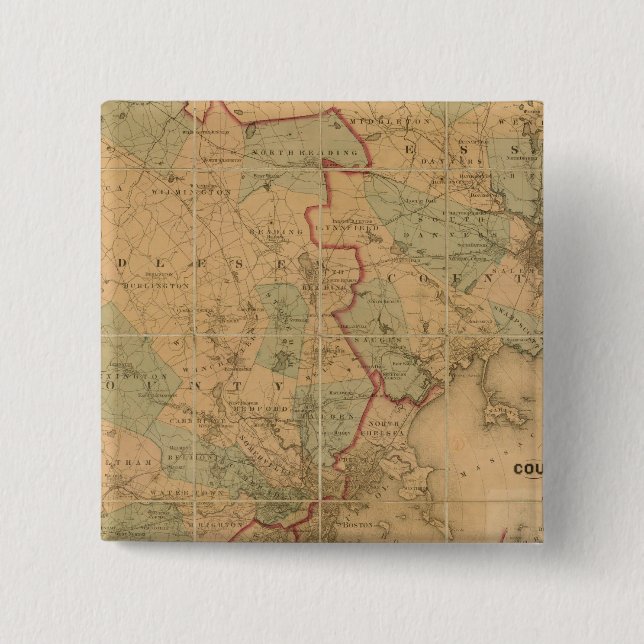 Chapa Cuadrada Mapa De Boston 2 (Anverso)