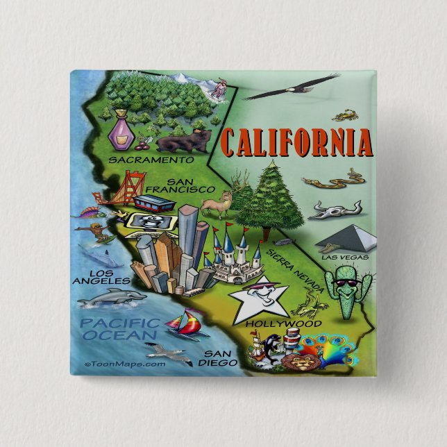 Chapa Cuadrada Mapa de California (Anverso)