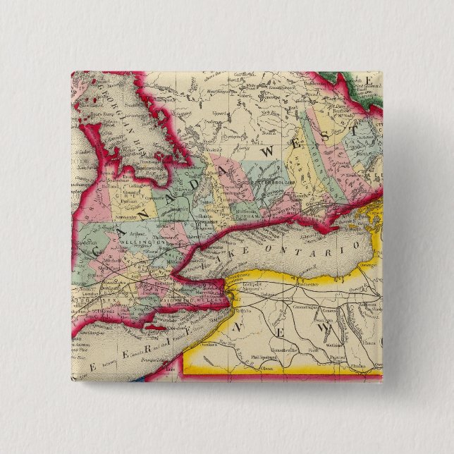 Chapa Cuadrada Mapa De Canadá Occidental En Condados (Anverso)