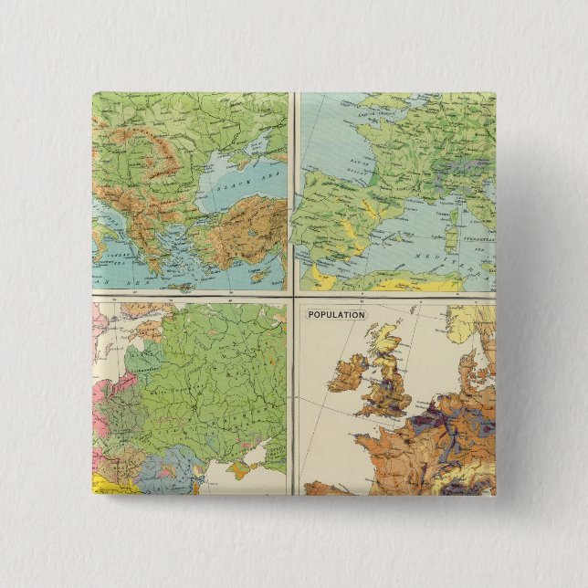 Chapa Cuadrada Mapa de características físicas y población de Eur (Anverso)