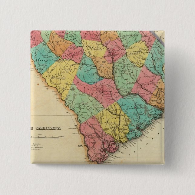 Chapa Cuadrada Mapa De Carolina Del Sur (Anverso)