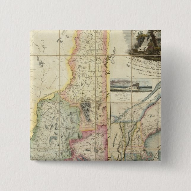 Chapa Cuadrada Mapa de Carrigans de New Hampshire (Anverso)
