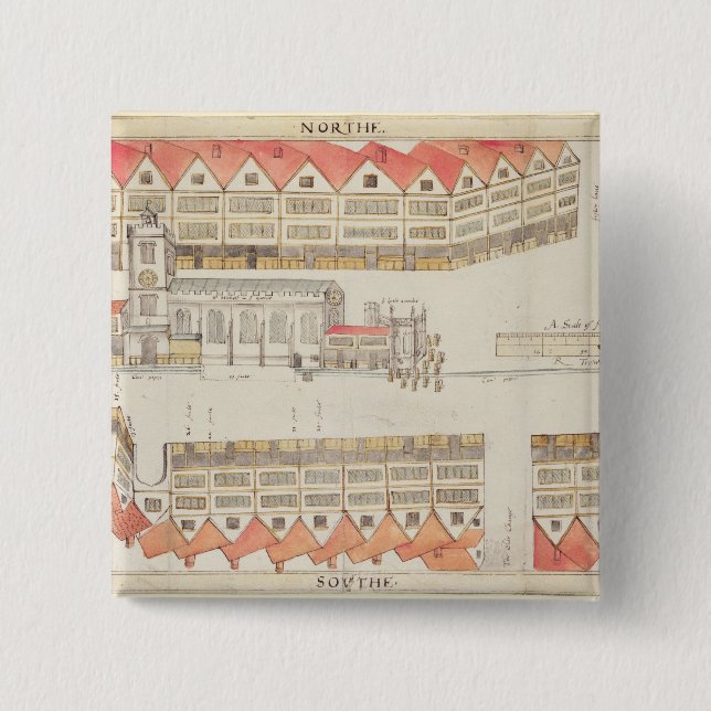 Chapa Cuadrada Mapa de Cheapside, Londres, 1585 (Anverso)